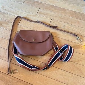 Brown leather crossover purse